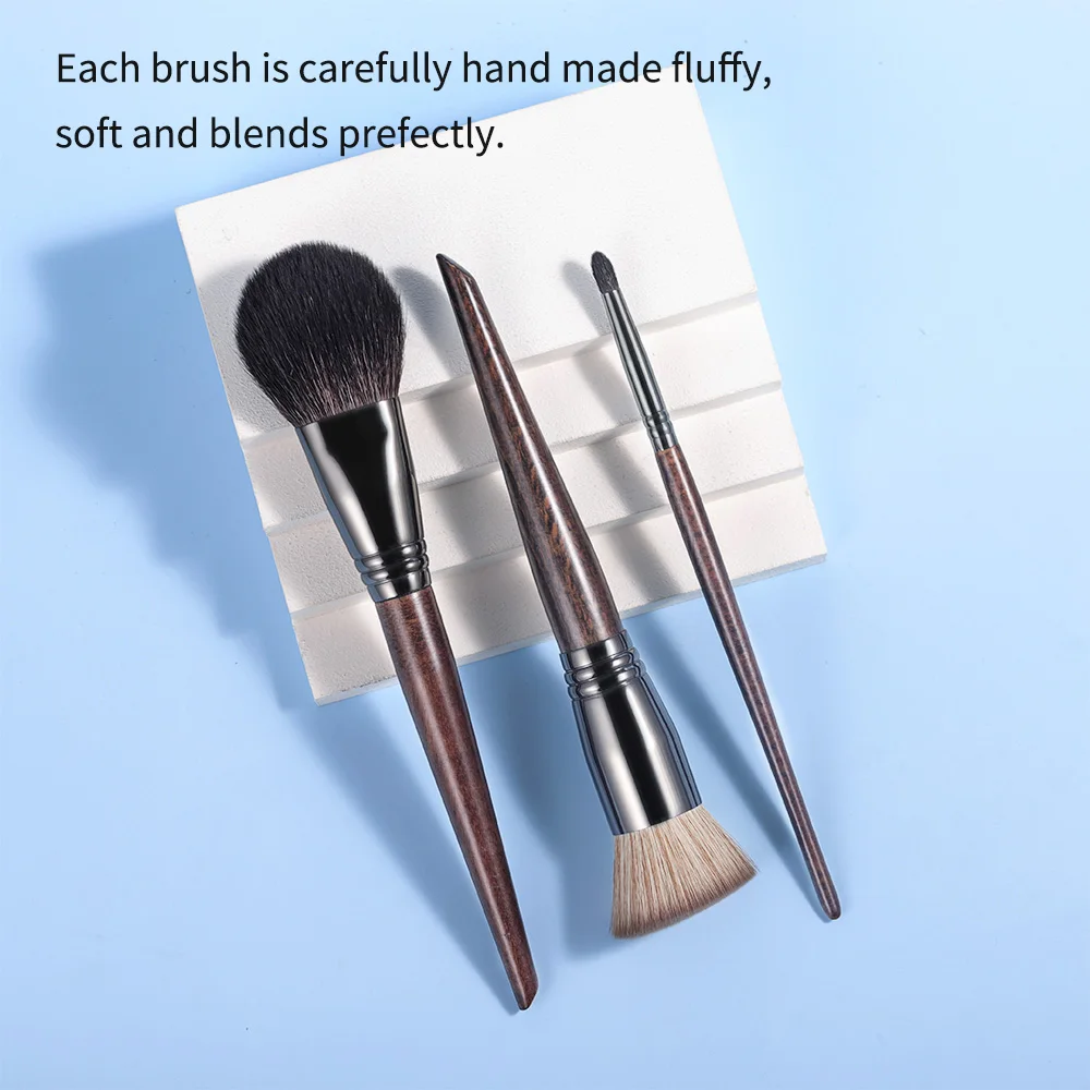 OVW 3pcs Makeup Brushes Sets with Bag Professional Goat Hair Eyeshadow Beauty Make Up Brush Synthetic Foundation Brush