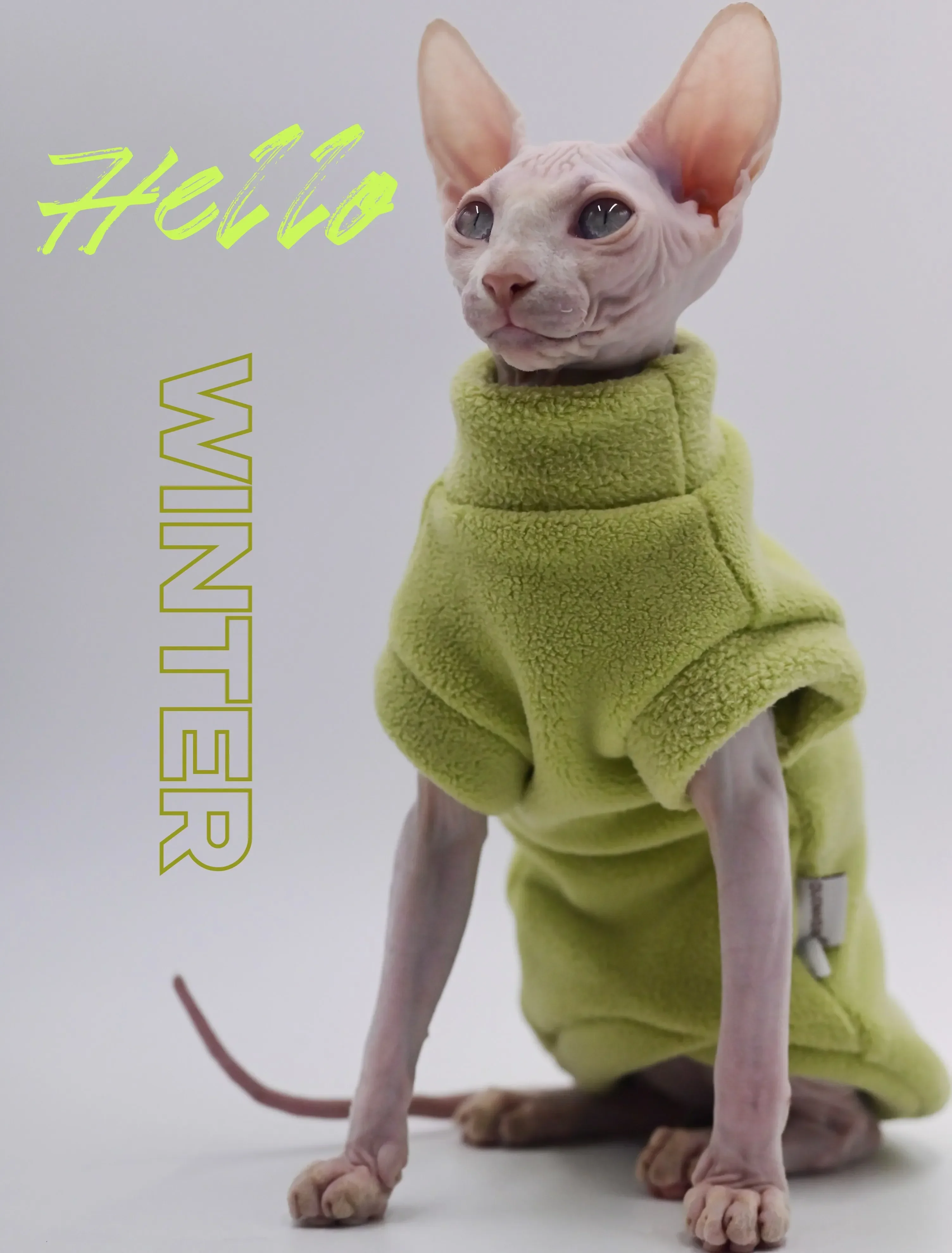 Stylowa bezwłosa kurtka puchowa dla kota-miękka, wygodna i zagęszczona ubrania dla kota dla kotów Sphynx i Devon Rex