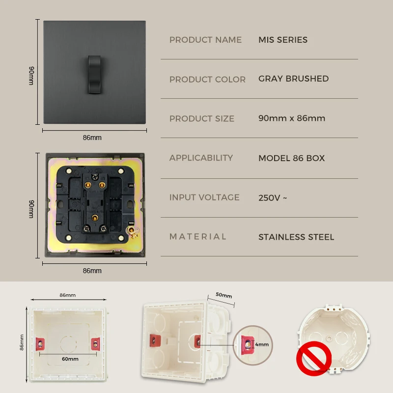 Avoir Gray Power Light Switch S Type On Off Push Button Rocker Switches 2-drożne ścienne gniazdo elektryczne Europa Korea Franch UK Outlet wlaczniki swiatla przełącznik włącznik światła przełącznik światła