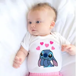 100% baumwolle Disney Stich Baby Kleidung Sommer Cartoon Neugeborenen Baby Onesie Mode Weiß Infant Bodys 0-24M