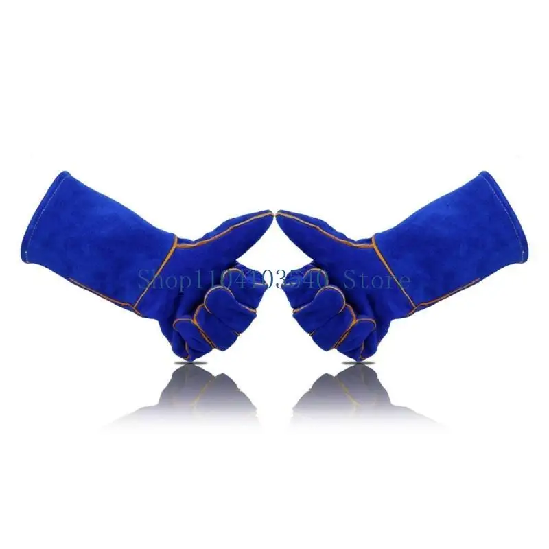 02DC قفازات اللحام قفازات مقاومة للحرارة/الحريق قفازات جلدية متينة للشواء والفرن