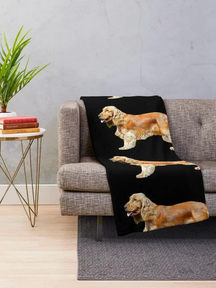 Gold English Cocker Spaniel Standing Throw Blanket blankets ands Soft Plaid warm winter Hairy Blankets