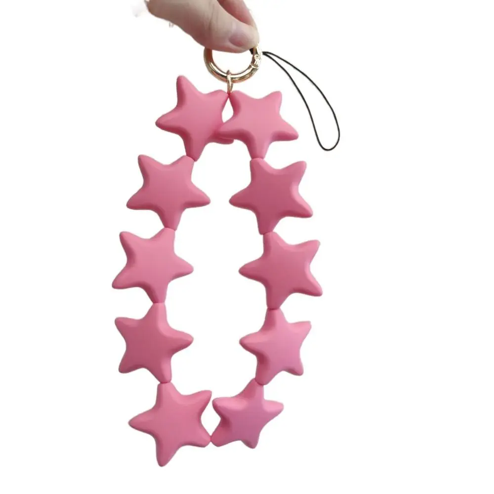 Fashion Y2K Stars Phone Lanyard Bright Color Starlet Beads Key Chain Ornaments Keyring Silicone Phone Chain Boy