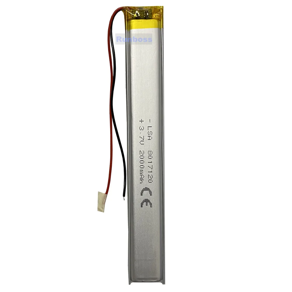 8017120 3.7V 2000mAh Rechargeable Lithium Polymer Battery 7817120 for Point Reading Pen Long Strip LED Light Bluetooth Keyboard