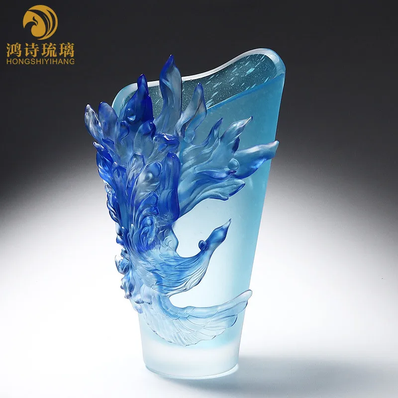 Phoenix glazed vase hydroponic flowers hydroponic plants living room decorative flower arrangement high-end desktop crafts