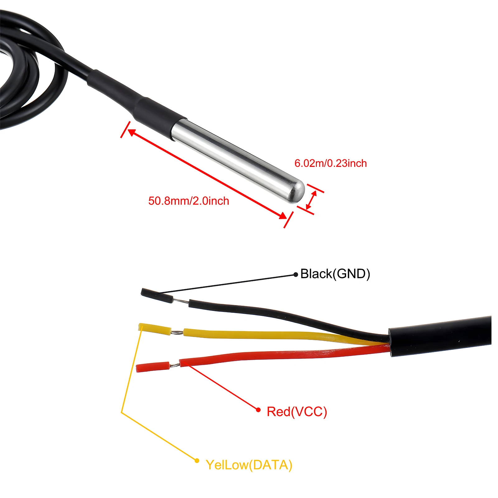 DS 18B20 Temperature Sensor Probe Stainless Steel Package Waterproof 1m 3m