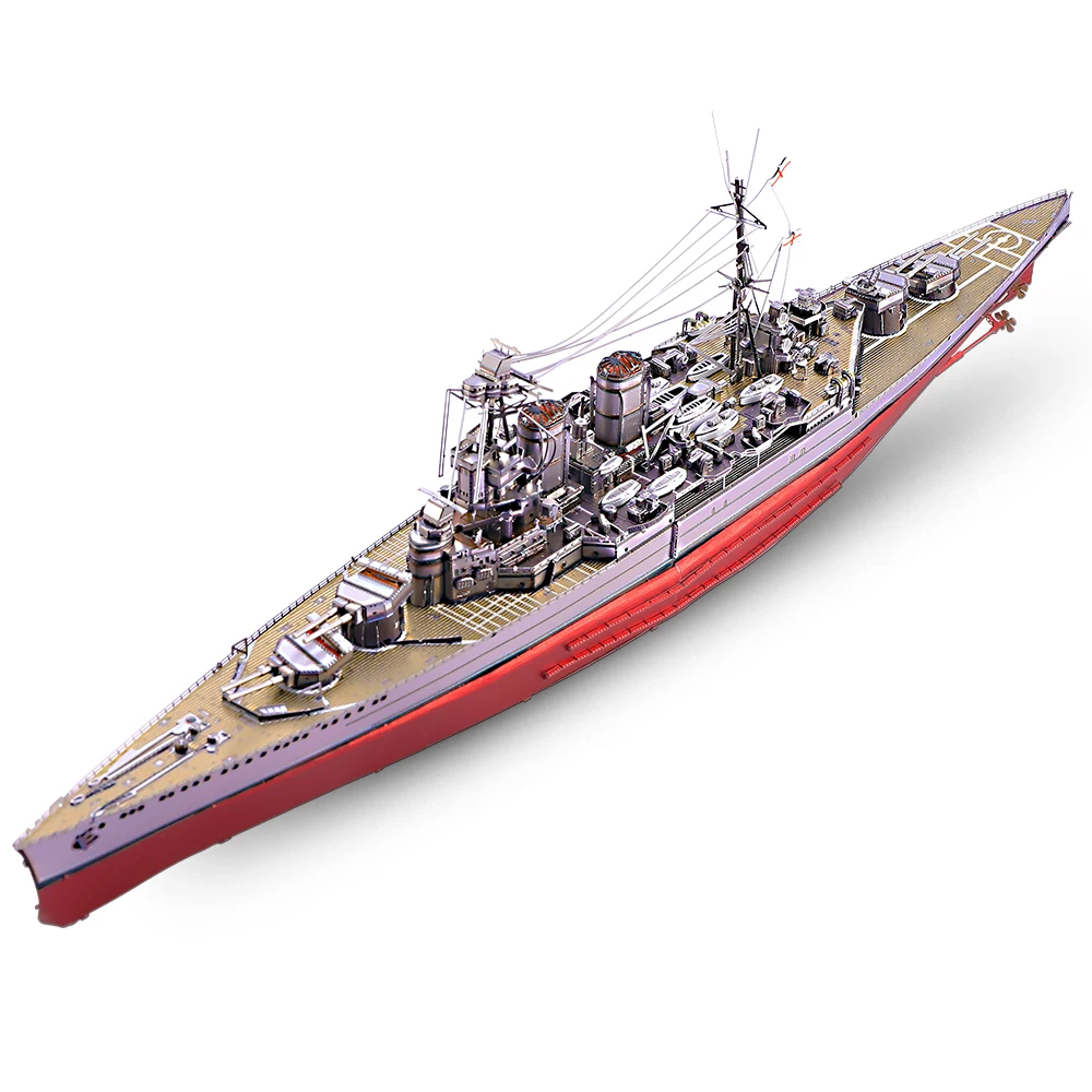 Piececool 3D 금속 퍼즐 모델 빌딩 키트, 전함 HMS 후드 직소 장난감, 성인용 크리스마스 생일 선물