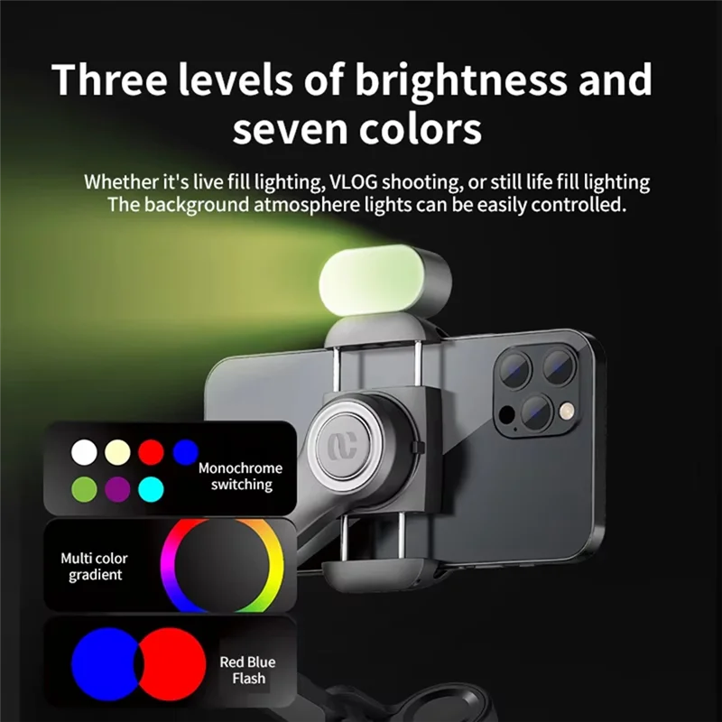 

A99E-Gimbal Stabilizer Phone Holder 3-Axis With Fill Light Handheld Video Recording Anti-Shake