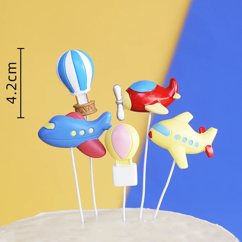 Flug Thema Kuchen Dekoration Cartoon Pilot Bär Luftballons Sterne für Kinder Junge Alles Gute zum 1. Geburtstag Kuchen Topper Baby Shower Party – Detail 6