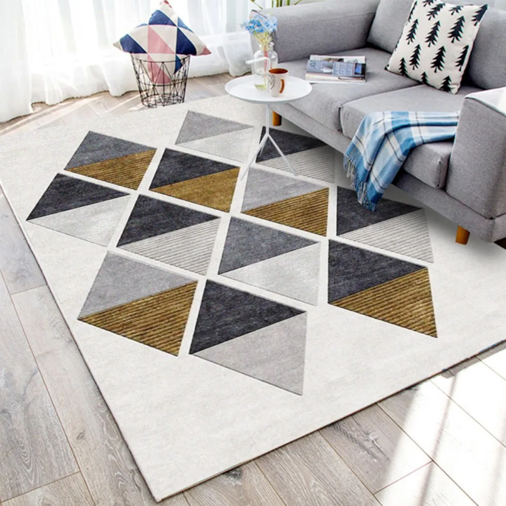 

VIKAMA Modern Nordic Geometric Triangle Color Block Rug Living Room Bedroom Non Slip Durable Large Rug Home Decoration Mat
