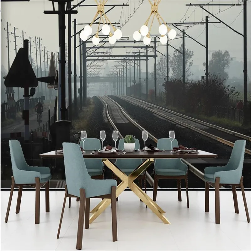 

Retro Nostalgic Train Track 3D Photo Wallpapers Bar KTV Restaurant Industrial Decoration Background Mural Wall Paper 3D