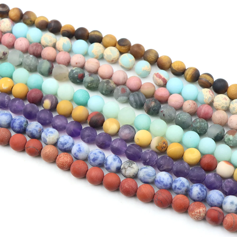 4/6/8/10 مللي متر ماتي الخرز الحجر الطبيعي الفيروز الأفريقي جمشت شفاء كريستال فاصل جوهرة حبة صنع المجوهرات سوار ذاتي الصنع هدية