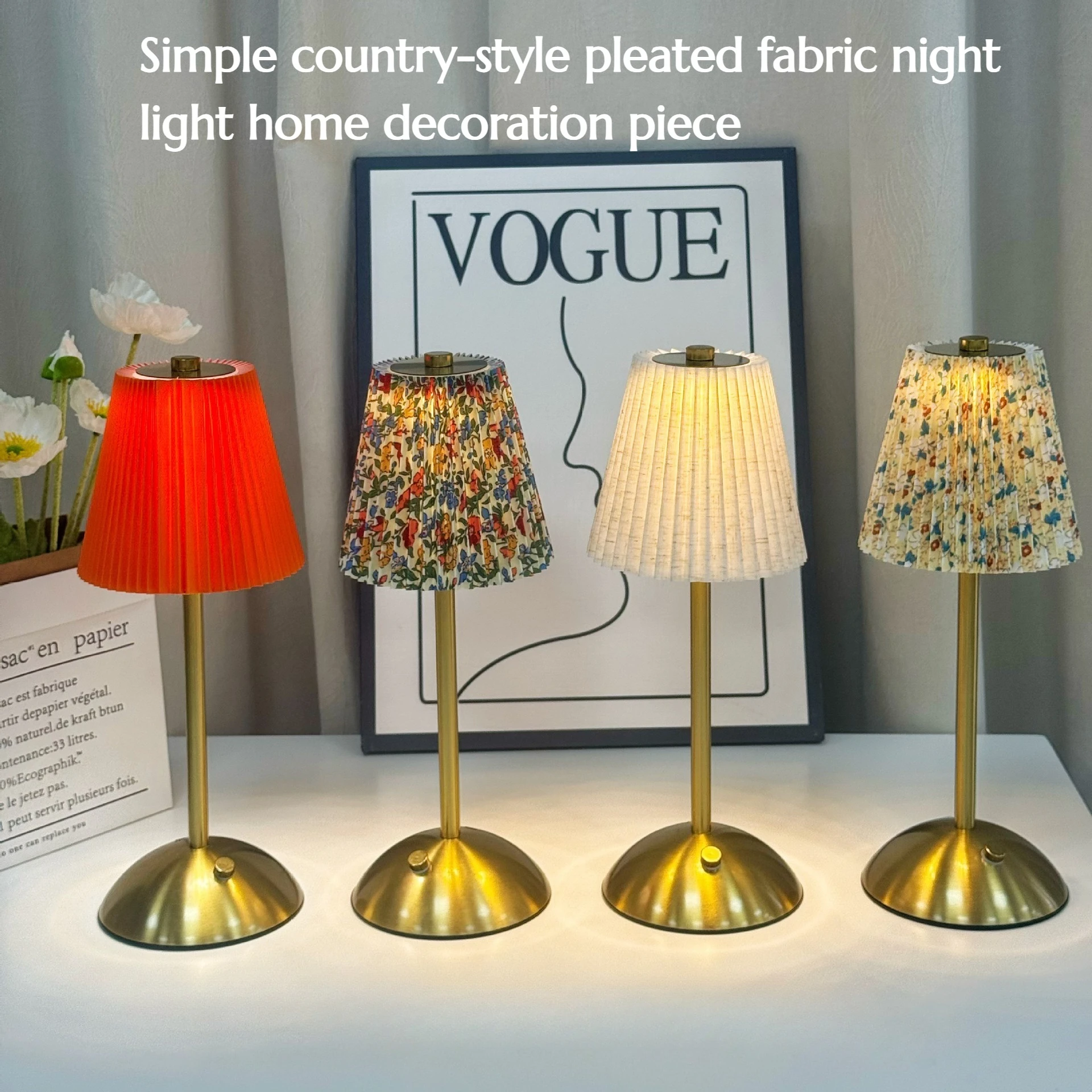 

Simple Rural Pleated Fabric Luminous Decorative Item for Home Bedroom Bedside Table Fashionable Atmosphere Decoration Craftwork