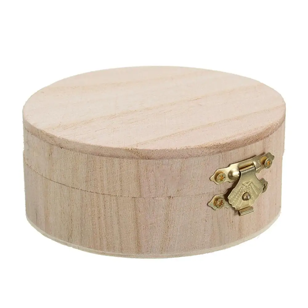 9.8*9.8*4.3cm Round Wooden Box Jewelry Watch Ring Necklace Bracelet Gift Wooden Storage Box