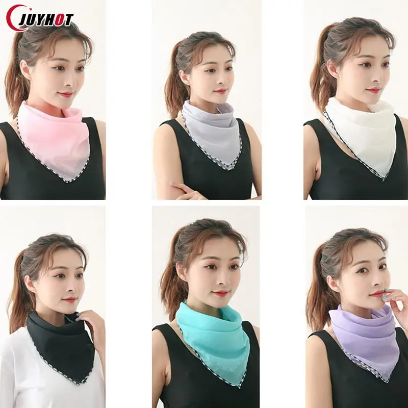 Women Mask Scarf Summer Sun Protection Face Mask Neck Shawl Outdoor Riding Dustproof Running Cycling Ear Hangers Chiffon Scarf