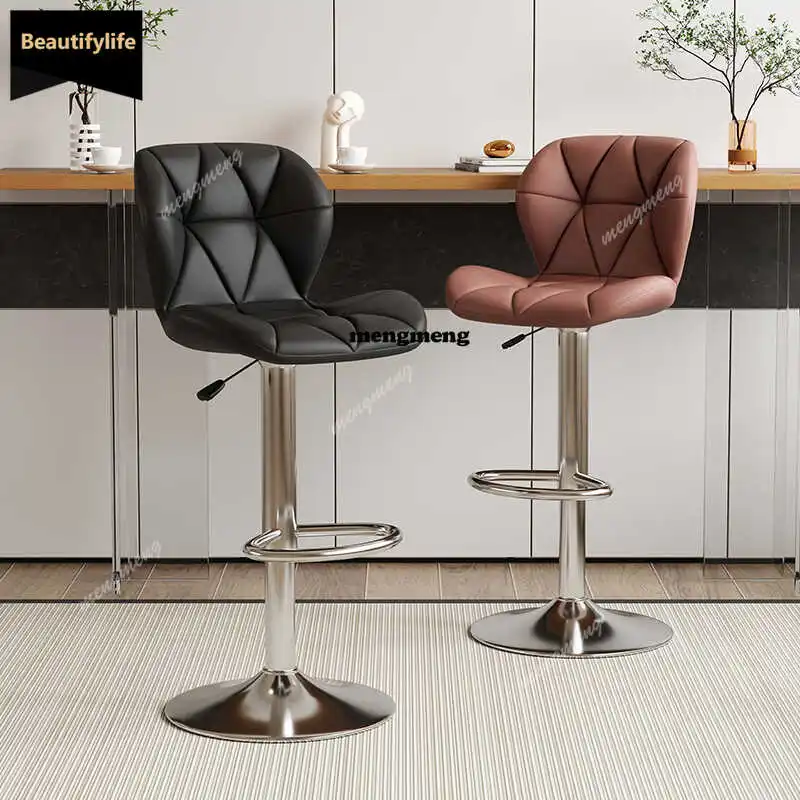 Brown Black Bar Stools Swivel Adjustable Height Modern Design Bar Stools Barware White Luxury Banqueta High End Furniture D80
