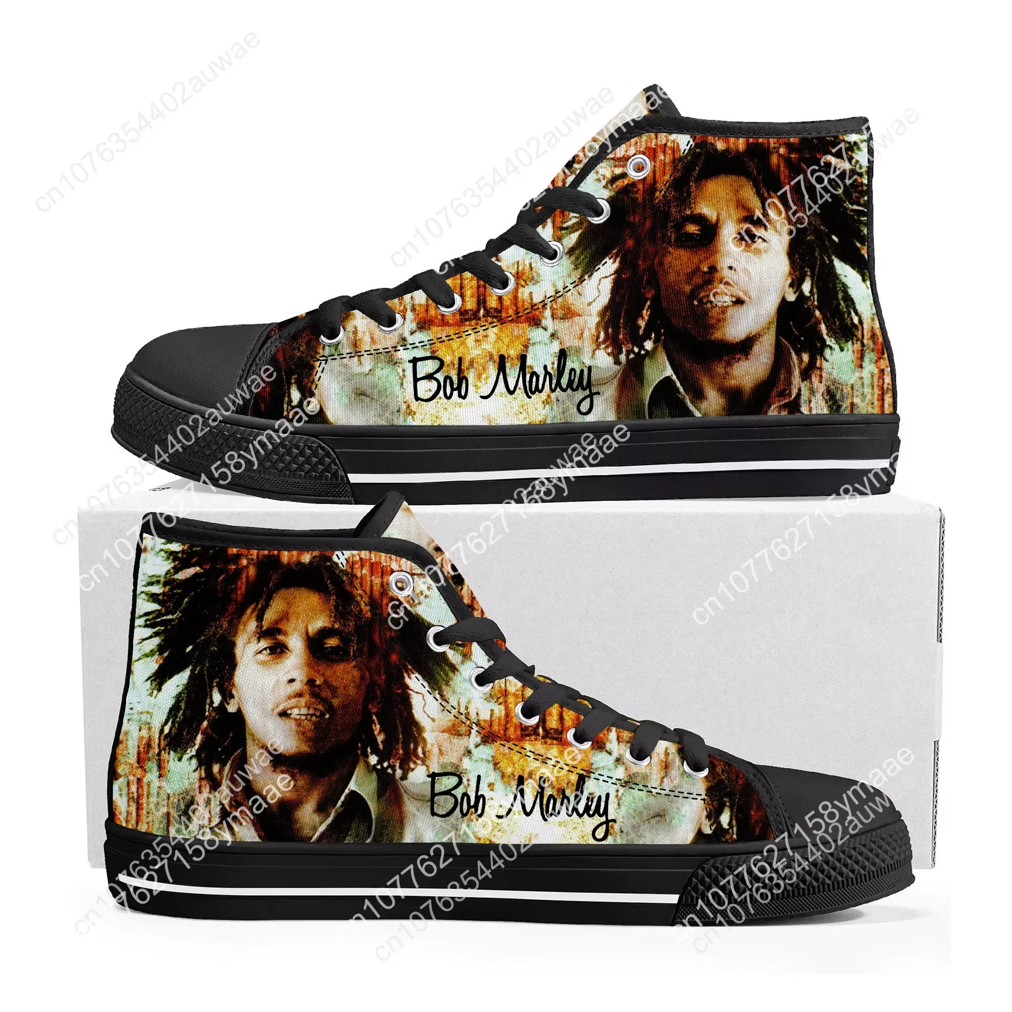 Legend Bob Marley Reggae Rasta High Top High Quality Sneakers Men Women Teenager Canvas Sneaker Casual Couple Shoes Custom Shoes