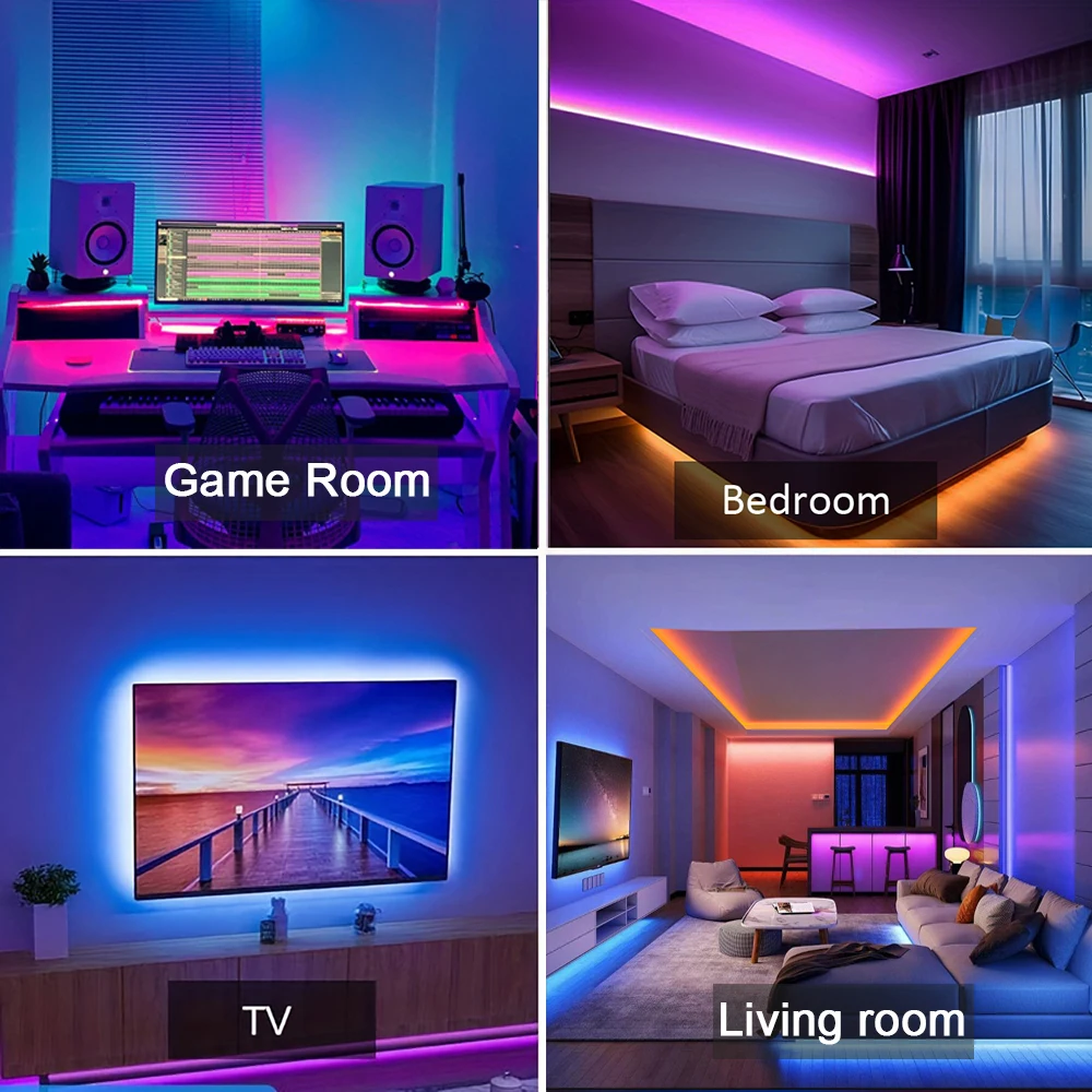 RGB Led Şerit Işıklar 5m 10m 20m 30m Led Oda Işık APP Kontrolü ile Esnek Şerit Luces Oda Yatak Odası Dekorasyon için Led Bant