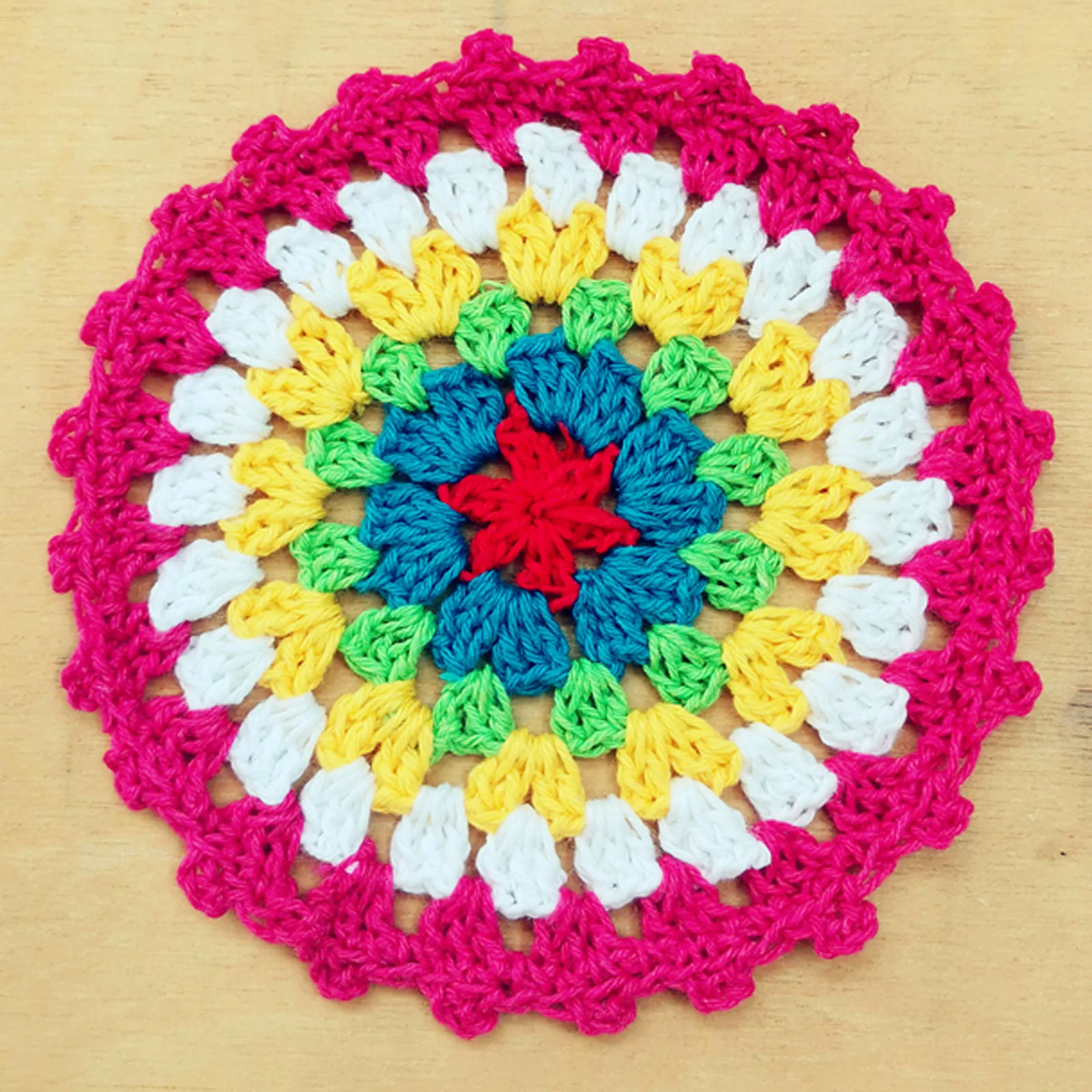 BomHCS    10PCS Handmade Knitted Doilies Multicolored Cup Mats Mug Bowl Dishes Bottom Seat Round Placemats ,Random Color, 3.9 in