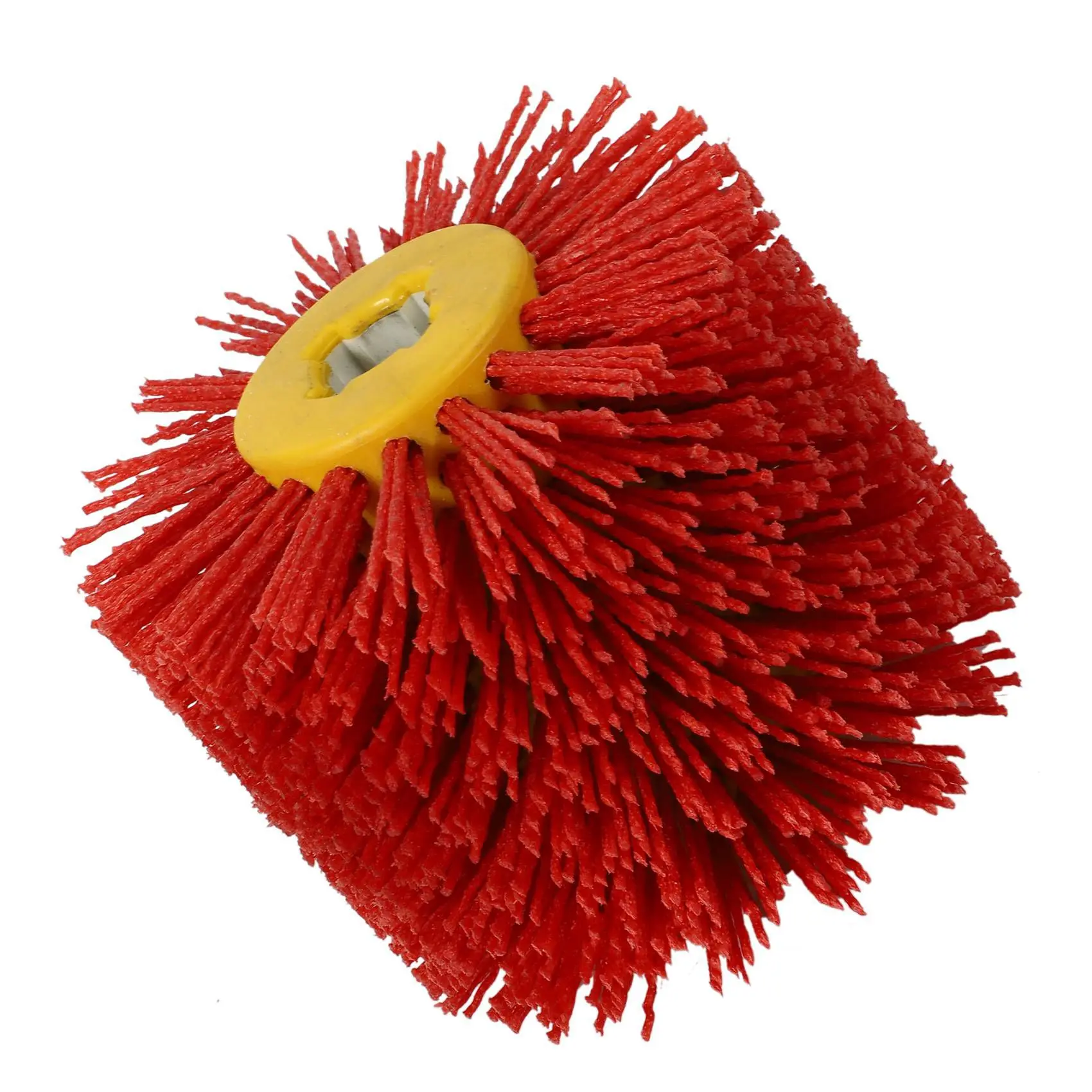 BHBD-2X Sikat Drum Kawat Abrasif Merah Roda Pengilap Pemoles Deburring untuk Adaptor Penggiling Sudut Kayu Furnitur