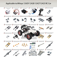 WLtoys-Juego Piezas Repuesto Para Coche Teledirigido, Set Repuesto Metal Para Viga Principal, Amortiguador Hidráulico 1/12 12429