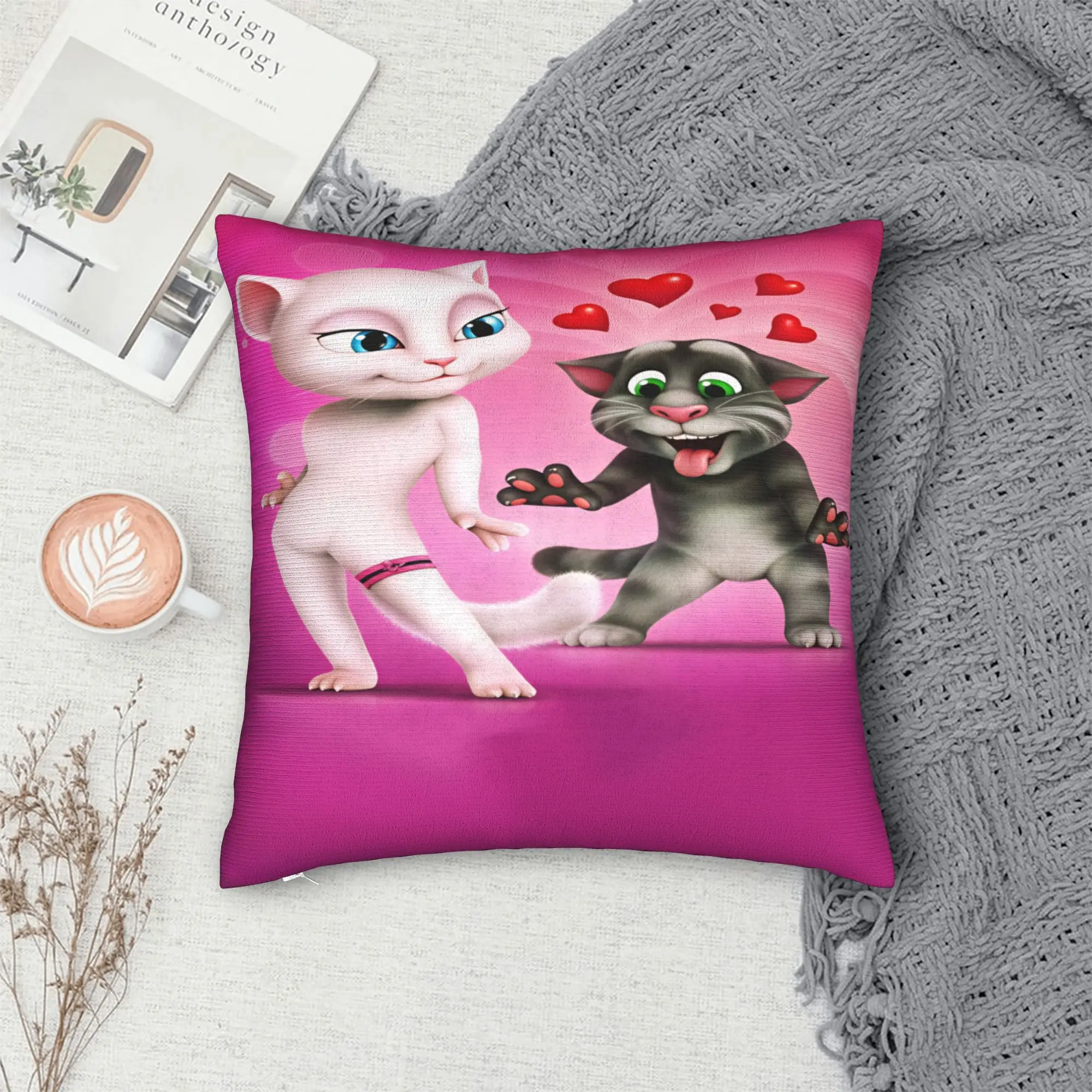 Pillow Case Game T-Talking T-Tom And F-Friends Soft  Pillow Cover For Living Room Chair Vintage Pillowcases