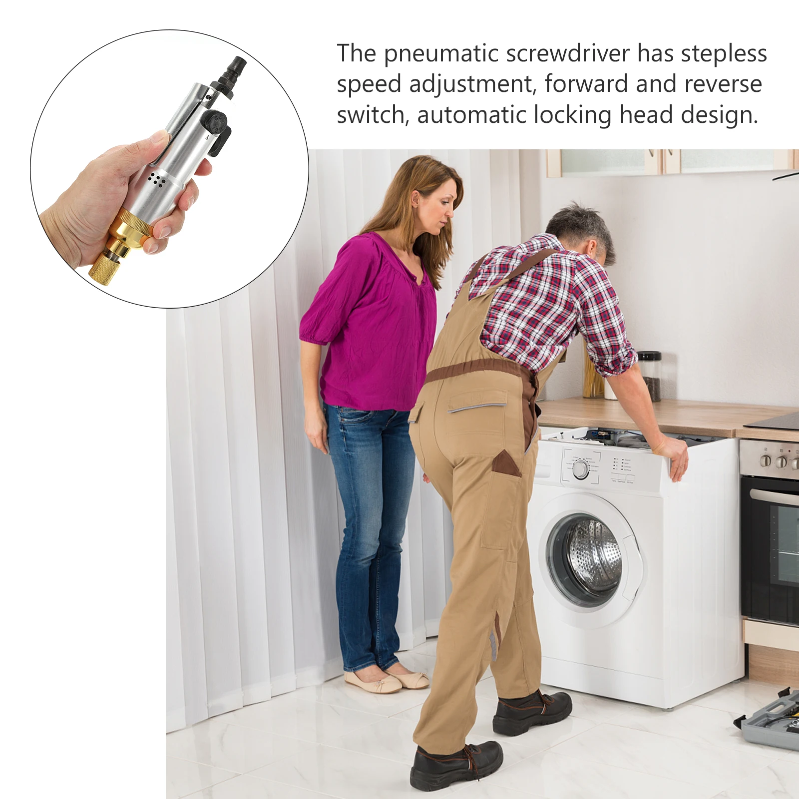 

Pneumatic Screwdriver High Torque Reversible Rotation Air Powered Tool Adjustable Driver Electrician