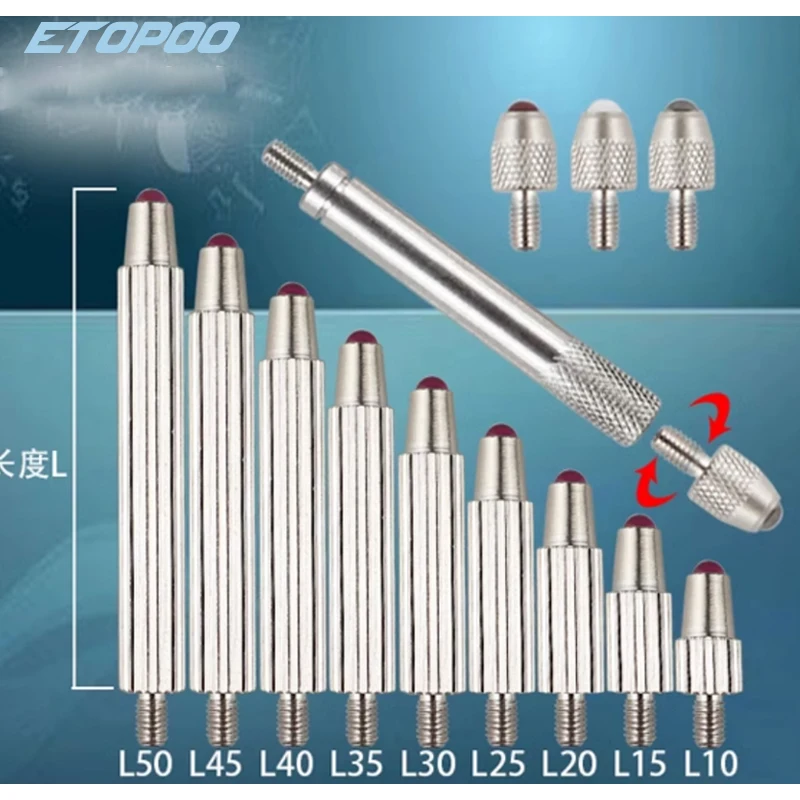 Extension d'indicateur de cadran de qualité industrielle, adrenM 2,5mm, D5xL10, 15, 20, 25, 30, 80, 90, 100, pointe à bille 0-10mm, jauge à cadran longue, la plus récente