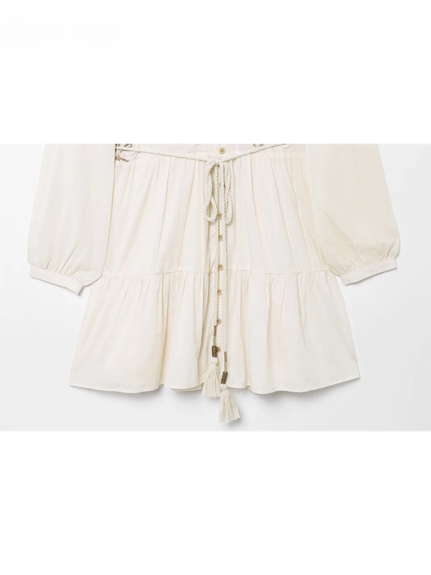 ZAPRHA Summer 2025 New Sle ort Embroidered Floral Dr Ele Slimming A-Line Skirt Long Sve V-Neline Casual Dr