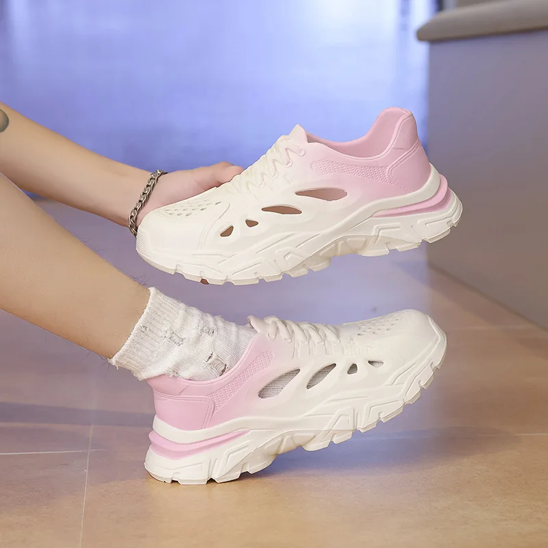 

Мужская обувь больших размеров, летняя мода 2026, мужские удобные нескользящие дышащие сандалии из ЭВА на платформе с круглым носком и шнуровкой