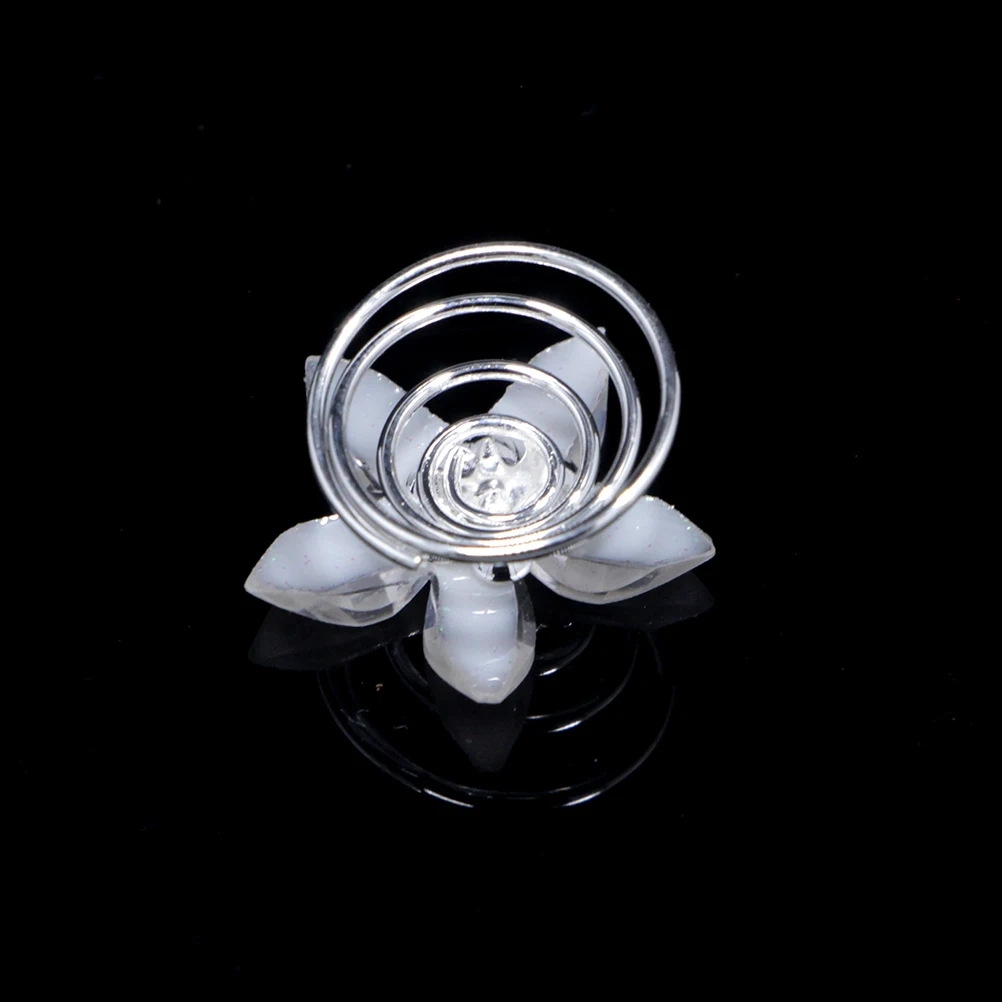 

12 Pcs Diamond Flower Hairpin Spiral Barrettes Bridal Hairpins Coil The Flowers