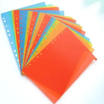 Divisorio di pagina in plastica con indicizzazione A4 per schede organizer per raccoglitori Divisori di carta Forniture per ufficio scolastico Divisori di cartelle per