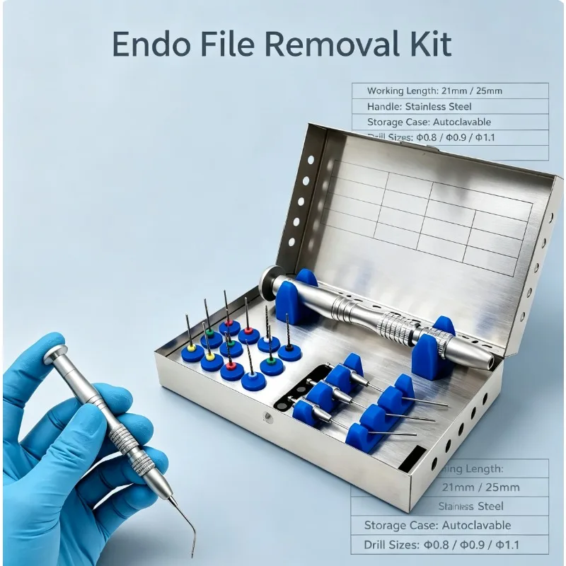 Dental Endo Broken Root Canal File Removal Kit Endodontic Instruments for Professional Dental Clinic Application Guided Drilling