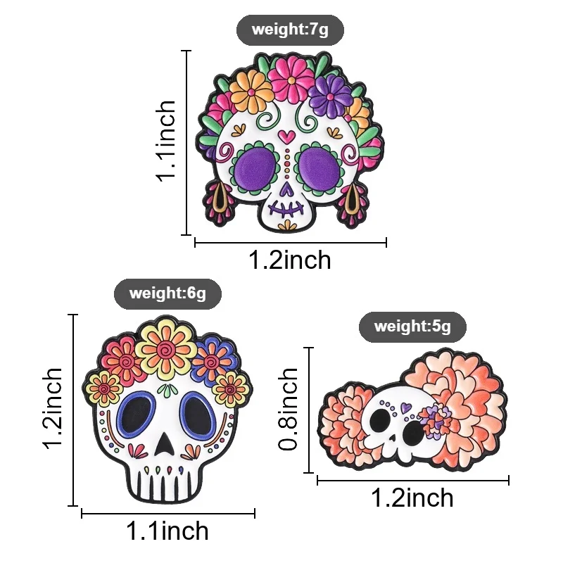Day of the Dead Cartoon Flower Sugar Skull Enamel Pins Cute Metal Brooches Fashion Lapel Badge Backpack Clothes Jewelry Gift