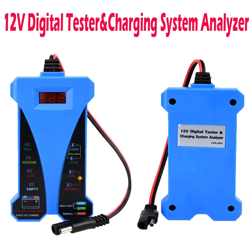 12V Digital Battery Alternator Tester Charging System Analyzer 8 LED Lights Display Auto Car Diagnostic Tool for Car Motorcycle