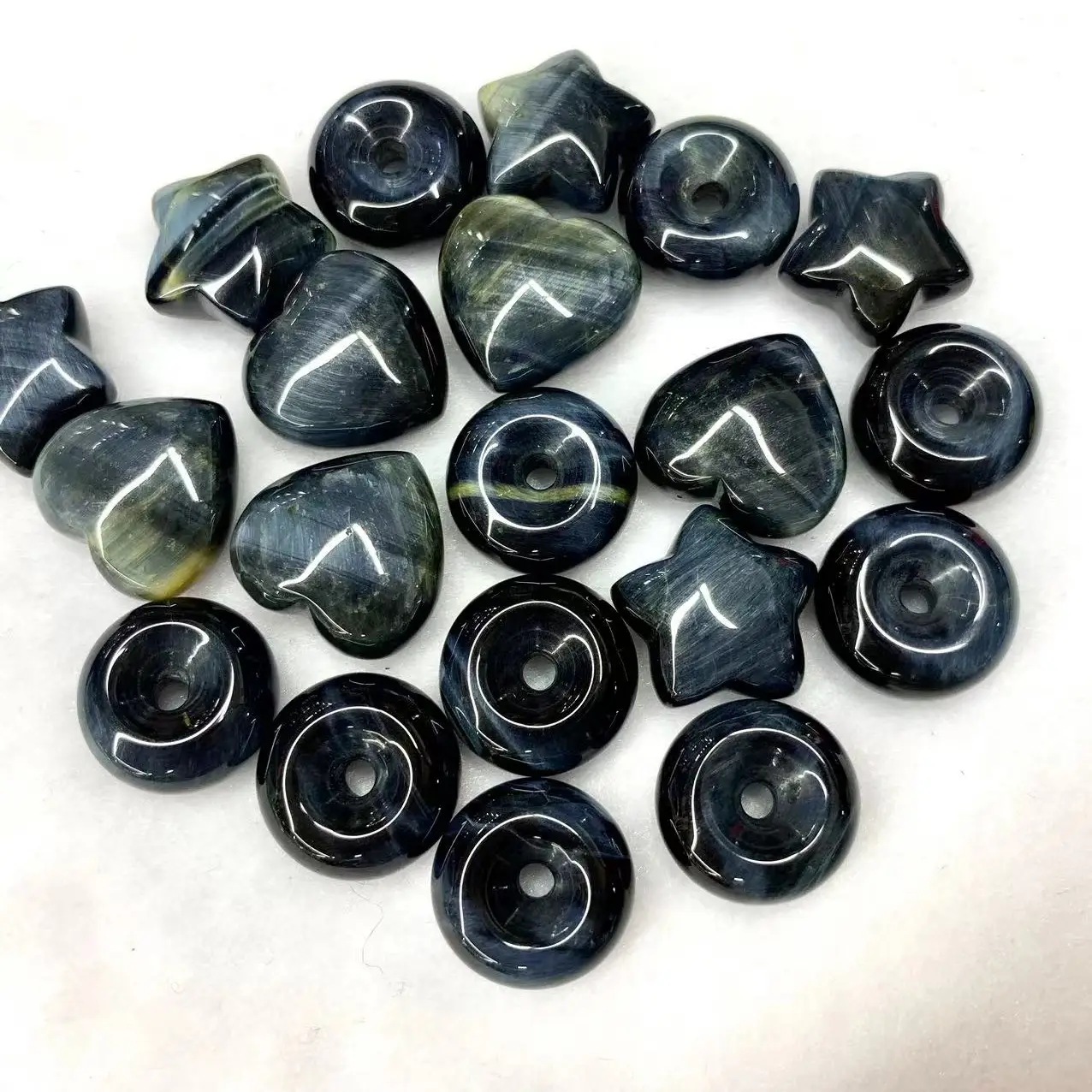 Blue Tiger Eye Stone Beads Natural Gemstone Diy Loose Bead For Jewelry Making 2 Piece Free Shipping Wholesale !