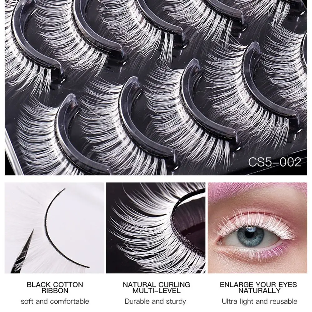 3 Pairs Dramatische Witte Valse Wimpers Manga Dikke Pluizige Faux Nertsen Wimpers Zachte Lange Cosplay Wimpers Make-Up Tool