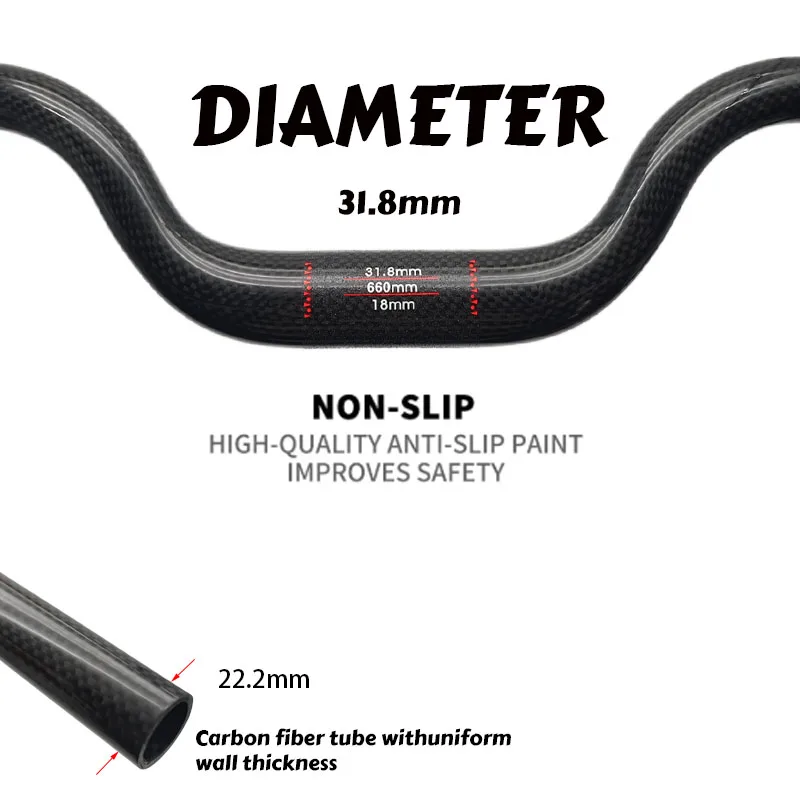 3K Vollcarbon U-förmiger MTB-Lenker 9,5 ° Backsweep 31,8mm Rise 600-760mm Breite Neue Fahrradlenker für Mountainbikes – Detail 2