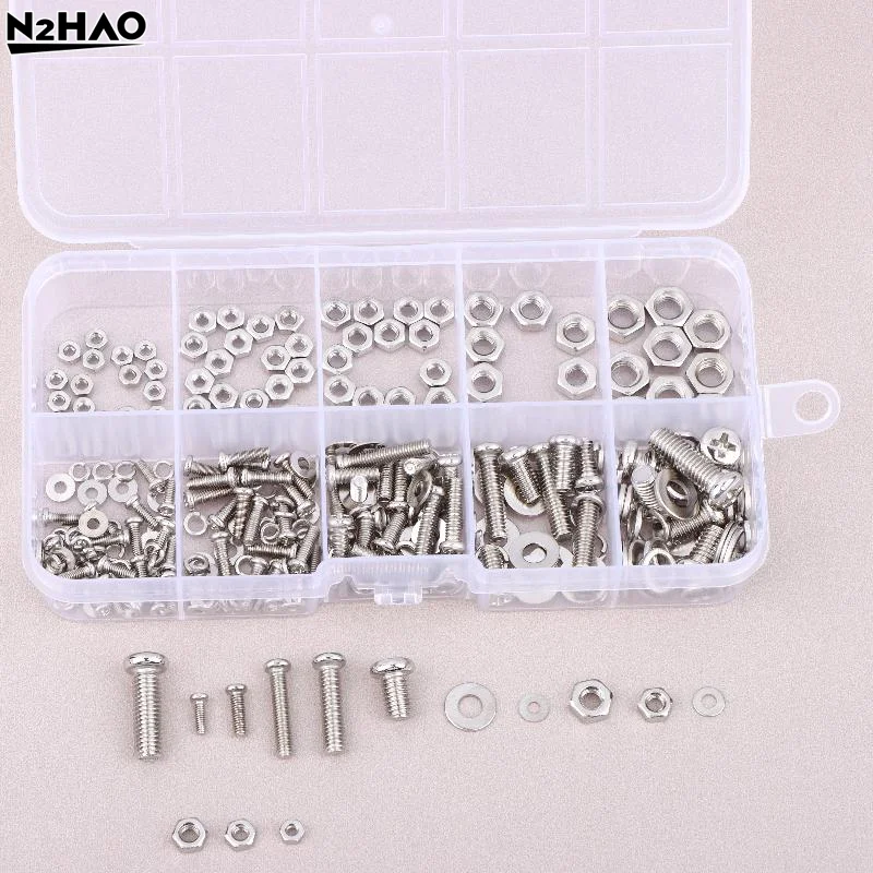 320Pcs Screws Nuts Washers Assortment Kit Rustproof Metric Hardware Set M2 M2.5 M3 M4 M5 For DIY Home Repair Industrial Use