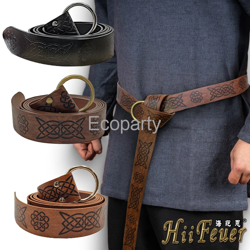 Thời Trung Cổ Celtic Đầu Vòng Đai Trang Phục Retro Phụ Kiện Nữ Nam Viking Cướp Biển Cosplay Da PU Cổ Điển Khóa Cho Nam 20