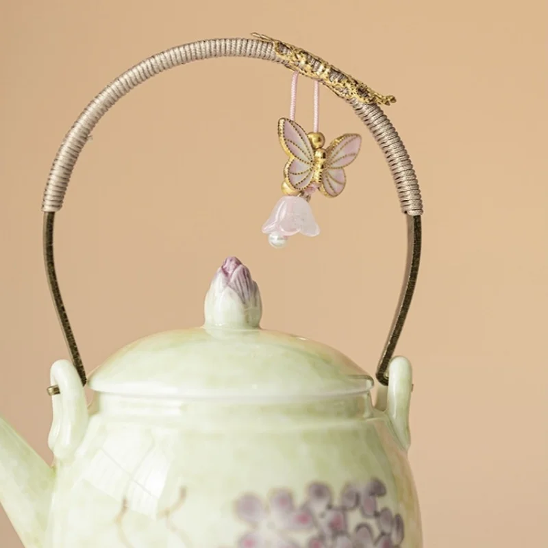 Hand Drawn Flowers Lifting Beam Teapot Anti Scalding Teapot Tea Maker Lady Tea Set Filter Teapot Kungfu Tea Set Tea Ceremony