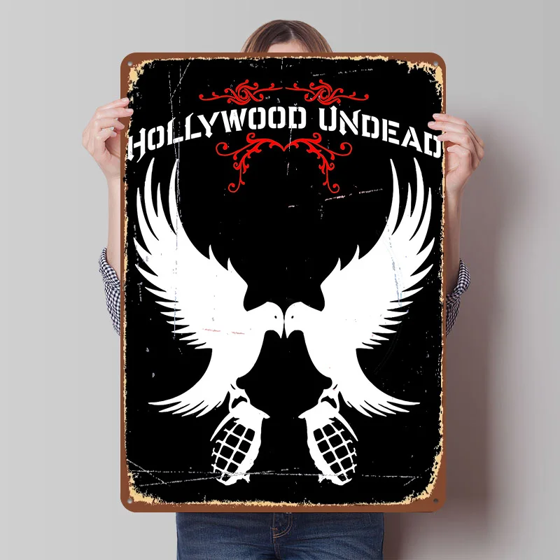 Hollywood Undead Tin Plaque Poster Customized Wall Art Retro Vintage Metal Signs for Room Custom Plate Decoration Aesthetic Home