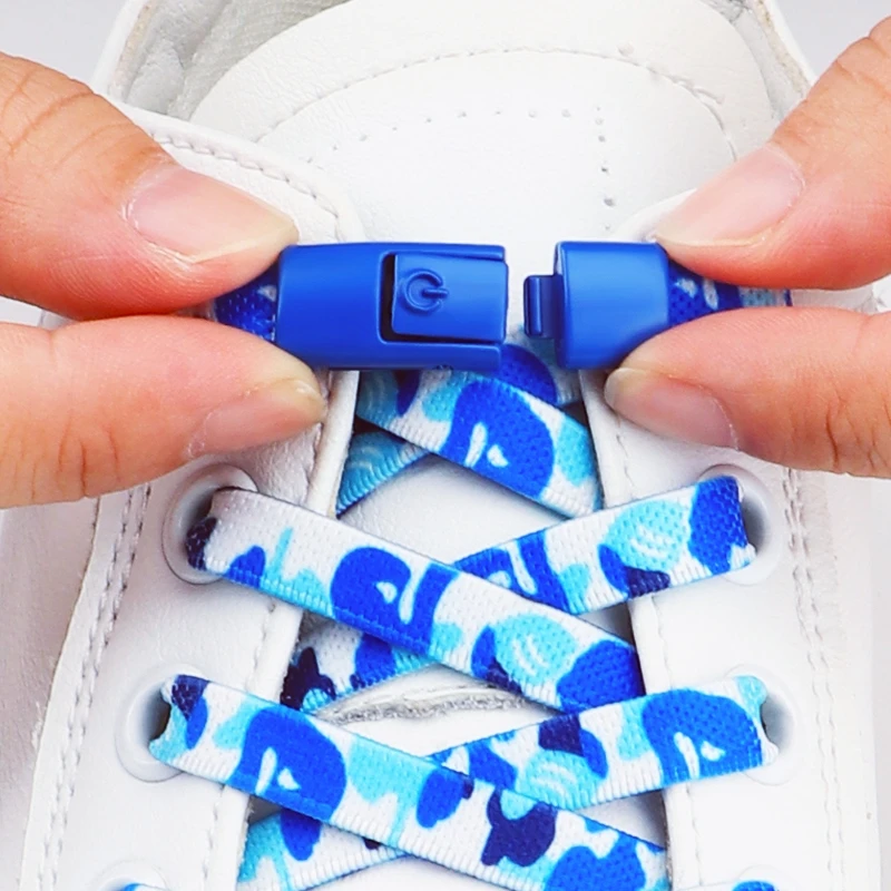 

Камуфляжные эластичные шнурки для кроссовок без завязок, шнурки для обуви на плоской подошве 8 мм, шнурки для детей и взрослых, аксессуары для обуви