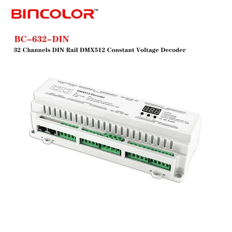 Imagem -05 - Decodificador Dmx Trilho Din dc Led Controlador Única Cor Cct Rgb Rgbw cv Pwm Rj45 Bits 16 Bits Dmx512 1990 x 32ch 40ch