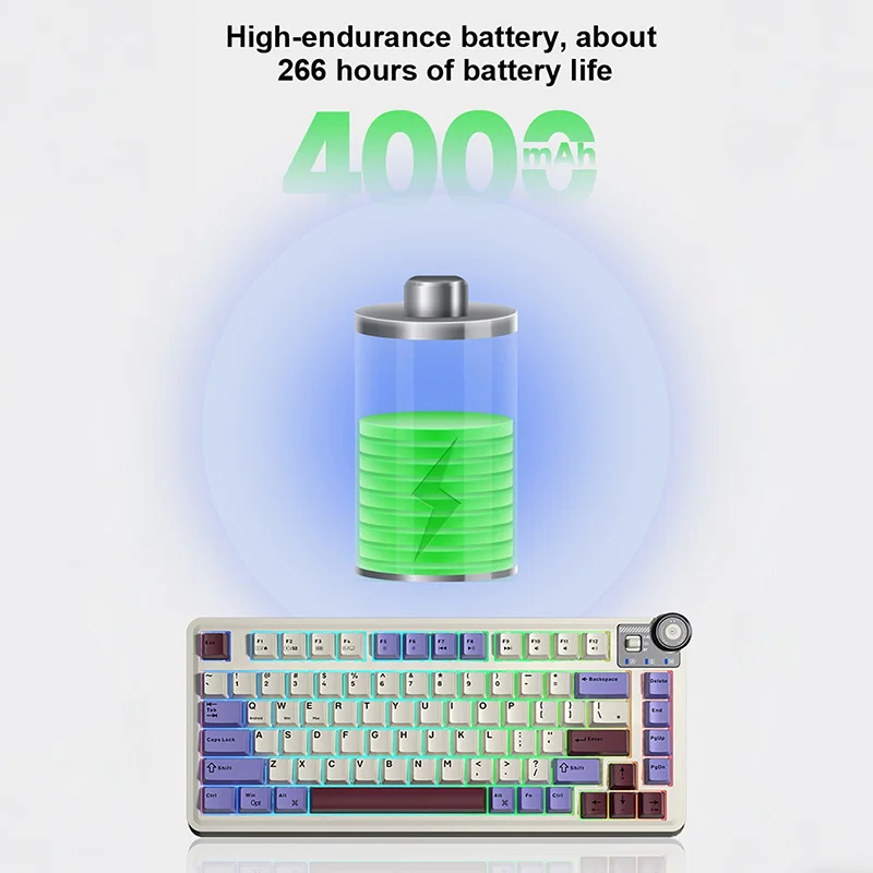 AULA AU75 Esports Gaming Teclado mecánico tres modos 81 teclas PBT Keycap intercambiable en caliente RGB PC escritorio escritura teclado inalámbrico