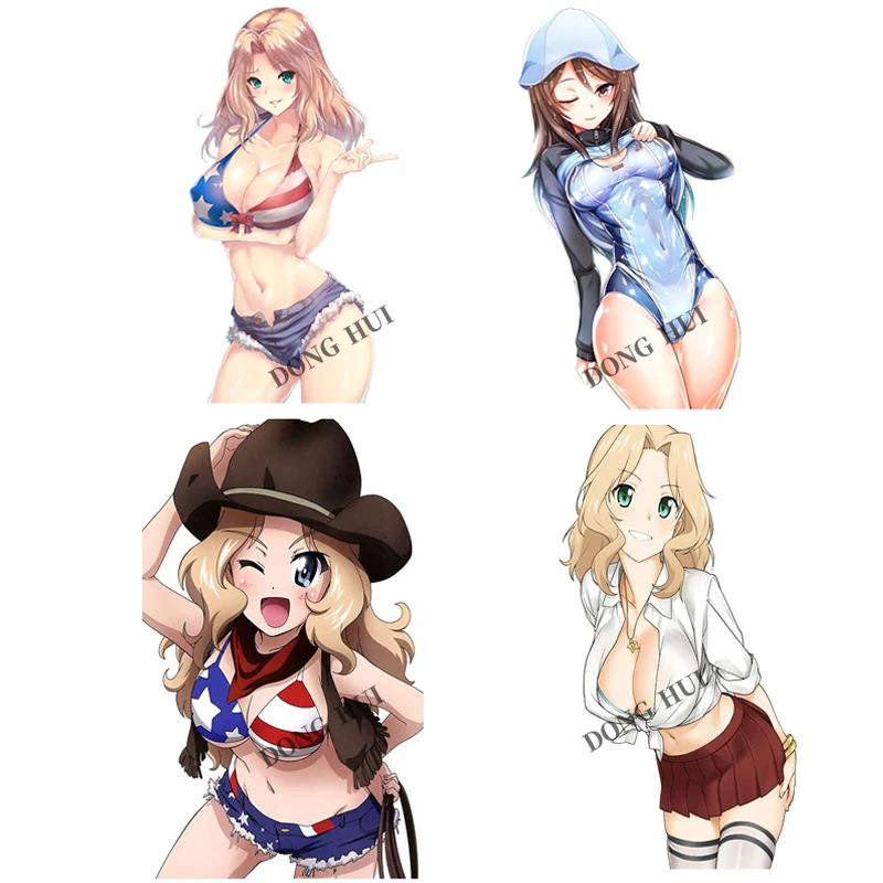 

Girls Und Panzer Decal American Flag Bikini Girls Hentai Waifu Anime Girl Wall Sticker Motorcycle Fridge Helmet Skateboard PVC