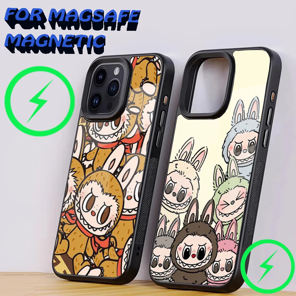 Cute Labubu Graffiti Art Phone Case For iPhone 16,15,14,13,12,11,Plus,Pro,Max Mini Magsafe Magnetic Wireless Charging