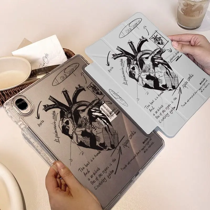 

Black And white Simple Heart Beat For iPad Pro Air 13 11 M5 M4 M3 M2 2 1 11th A16 12.9" 10 9 8 7 6 5 Th Mini 7 6 5 4 7.9" Case