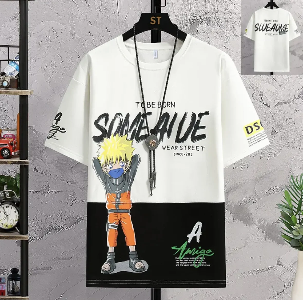 Ice silk short sleeved T-shirt men's summer fashion brand half sleeved fashion ins American printed top men's summer clothing