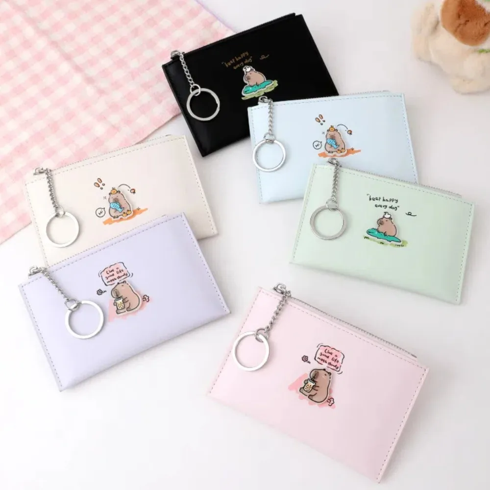 مقاوم للماء لطيف كابيبارا المحفظة البلاستيكية حامل بطاقة متعددة بولي PU محفظة مبسطة الكورية نمط صور جيب معلقة حقيبة صغيرة العمل